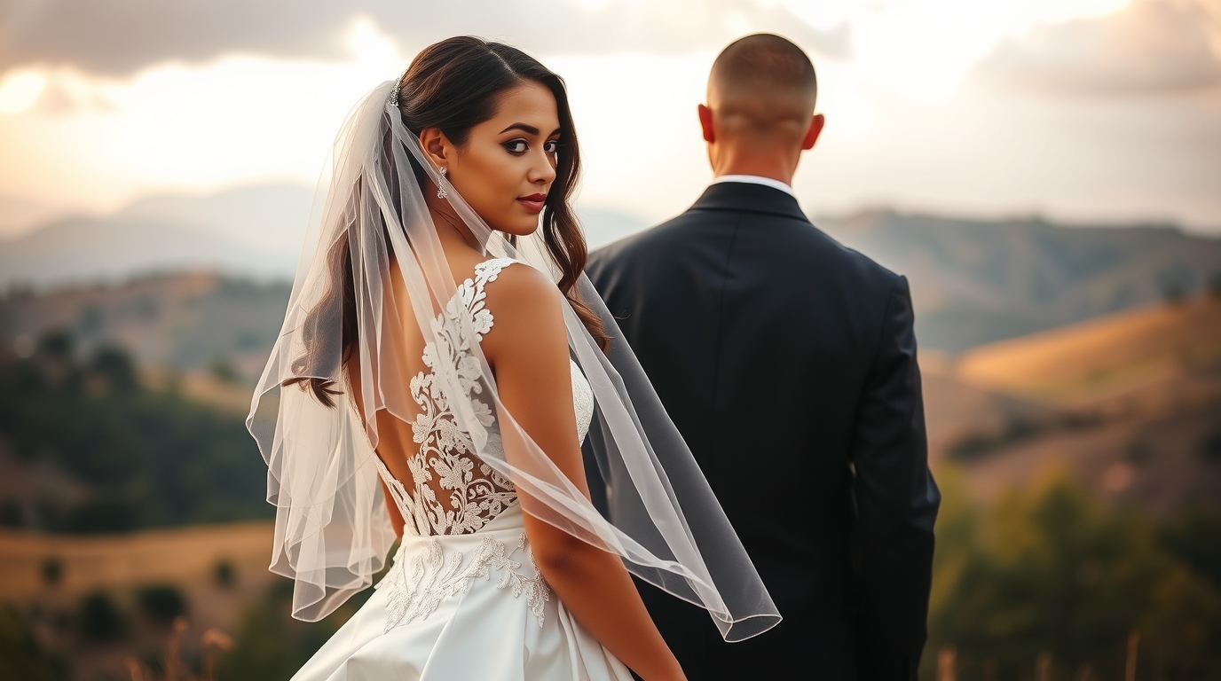 ژست نیمرخ عروس دوماد پشت به دوربین